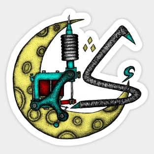 Coil Machine Tattoo and Moon Sticker